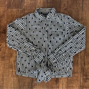 Tommy Hilfiger Gingham Tie-Front
 Casual Button Down Shirt